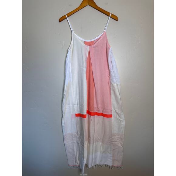 LEMLEM Nia pleated color-block cotton-blend midi dress Blush XS - Picture 2 of 7